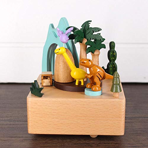 Jaeknxcg Holz Spieluhr Spieldose mit Musik Klassische Holz Handwerk für Geburtstags Weihnachten Home Dekoration Dinosaurier