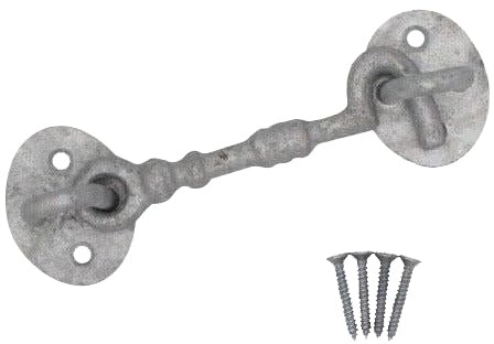 EAI Cabin Hook and Eye Latch - 100mm/4 Inch Galvanised Gate & Door Catch & Fixings for Wooden Gates, Doors & Sheds - 1 Pack