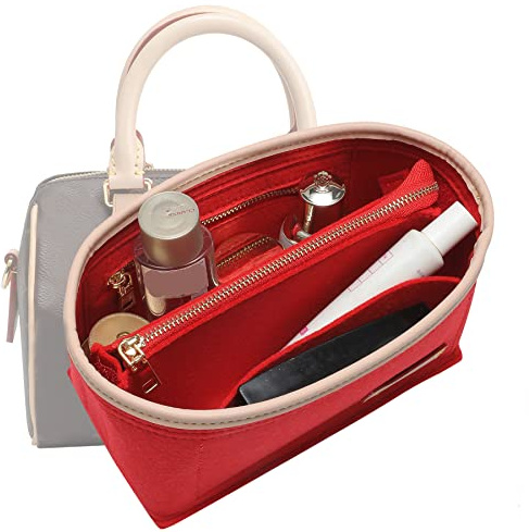 KESOIL LV Speedy 20 LV Alma BB Felt Organizer Insert, Purse Organizer Insert for Handbags with Zipper Pocket and Bag in Bag (Red, Small)