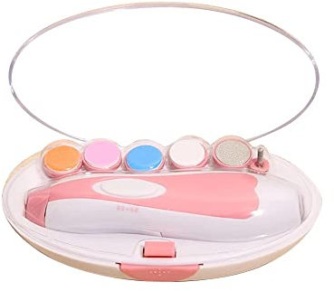 Pink- Baby Electric Nail Clippers Baby Nail File for Newborn Toddler Toes Fingernails Care Trim Polish with Travel Case
