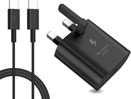 25W PD 3.0 USB C Super Fast Charger Adapter plug with USB-C to C Super Fast Charging Cable for Samsung Galaxy S25/S23 Ultra/S23+/S22/S22 Ultra/S22+/S21/S20/Note20, iPhone 17/17 Plus/15 Pro/15 Pro Max