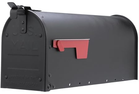 Architectural Mailboxes Admiral™ Rust-Proof Aluminum Metal Post Mounted Mail Box for Outside, Black, Medium Curbside Mailbox, USPS Approved for Residential Delivery