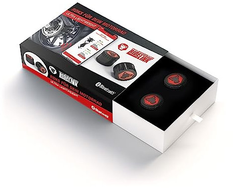 Ridelink RDKS Sensoren - Präzises Reifentemperatur- und Reifendruckkontrollsystem Motorrad, 2 x TPMS Reifendrucksensor 3,5 Ventil, Bluetooth 5.0, Navigation, Tracking, Routenplanung, Made in Germany