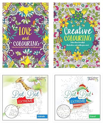 Sixstore Colour Therapy Entspannende Anti-Stress Malbücher für Erwachsene, 4 Stück, wählen Sie Ihr Set (12 Stück)