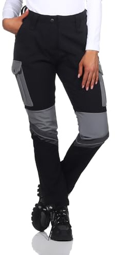 Rock Creek Damen Softshellhose Outdoor Hosen Wanderhose Sporthose Regenhose Damenhosen Outdoorhose Wasserdicht Taschen Softshell Hosen D-483 Grau L