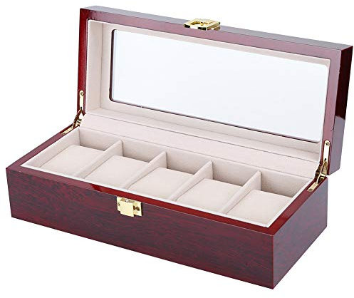 Uhren-Display-Box Holz-Aufbewahrungsbox mit Transparentem Glasfenster Rutschfester Design für Sicherheit und Präsentation Ideal für Uhrensammler und Geschenke