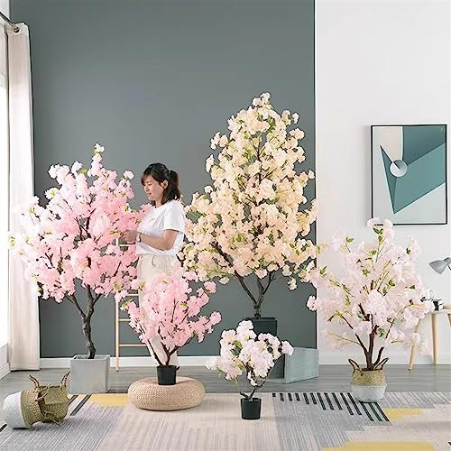LZMZMQ Kunstbaum Simulations-Kunstpflanze/rosa künstlicher Baum im Topf mit Kunstpflanzen und Korb, 0,5/0,7/1,1/1,5/1,8/2 m hohe künstliche Blumenbäume/Kirschblütenbaum(2m/6.5ft/78.7in)