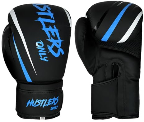 Hustlers Only Guantoni da boxe Pro in pelle vegana, perfetti per Muay Thai, MMA, kickboxing, allenamento con sacco da boxe e sparring, guanti da combattimento, guanti da allenamento, ideali per uomini