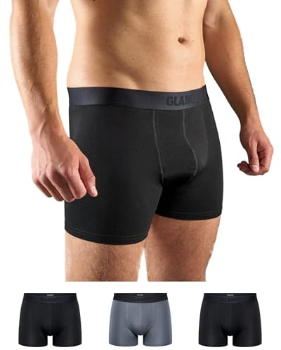 Glance Underwear Premium Bambus Boxershorts Herren (3-Pack) - atmungsaktiv - seidig weich - Bambus Unterhosen Herren mit elastischen Bund