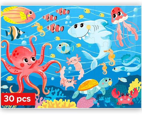 Puzzle für Kinder - Solo Puzzle ab 3 4 Jahre Für Mädchen und Jungen | 30 Teile Lernpuzzle Spielzeug Meereswelt für Kinder ab 4 5 6 Jahren - Spiele Geschenk für Jungen und Mädchen