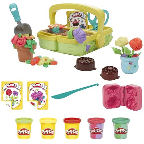 Play-Doh, Playset Giardino Fiorito, Giocattoli di Fantasia con Barattoli Colorati, Giochi per Bambini e Bambini dai 3 Anni in su, Contiene 4 Dischi, 3 Steli e 5 Vasetti da 56 g