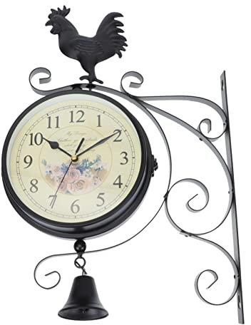 ORFOFE Wanduhr Eisen Kunst Hängen Uhr Doppelseitige Uhr Leises Uhrwerk Modernes Schlafzimmer Wohnzimmer Installieren