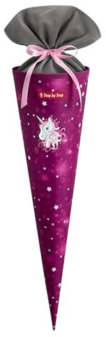 Step by Step Schultüte „Sweet Unicorn Nuala“, Beere-rosa, passend zum Schulranzen, aus recycelten PET-Flaschen, Verschluss aus Stoff,5 l Füllvolumen, 70 cm Höhe