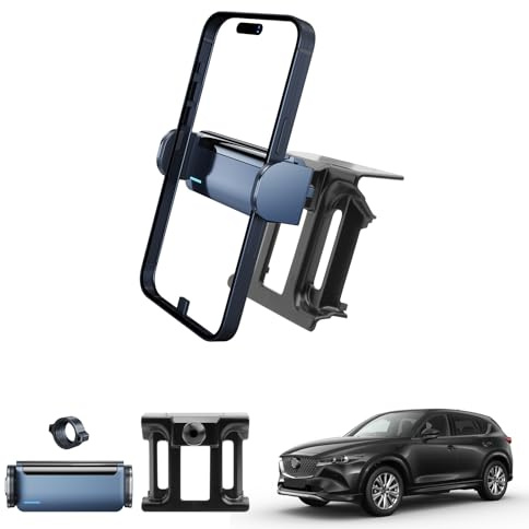 Coleya Soporte Móvil Coche Compatible con Mazda CX-5 2017-2024, Mazda CX-5 Accesorios Soporte para Teléfonos Móviles Eléctricos, Rotación de 360°, Compatible con Todos Smartphones 4-7