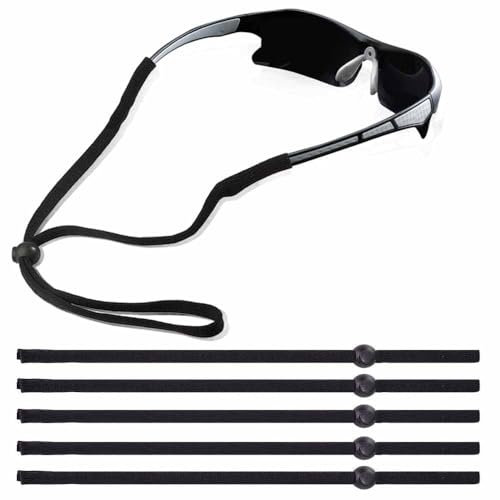 5 PCS Sports Eyeglass Strap Sunglasses Lanyard Adjustable Non-Slip Eyewear Retainer Glass Cord for Running Camping Reading Outdoor (Black)