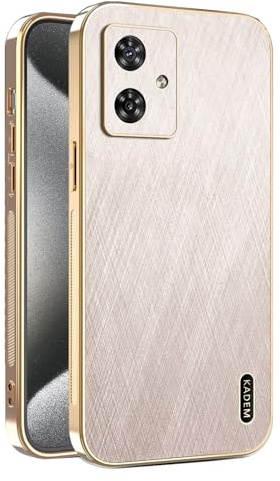 ILING Funda para Motorola Moto G54 5G, Diseño Elegante de Metal Cepillado, Premium Acabado de Cuero Carcasa, Ultradelgado Suave Silicona TPU Bumper Antigolpes Cubierta (Oro)