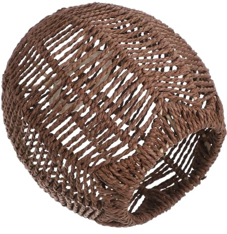 DIYEAH Artificial Woven Rattan Lamp Cover Dark Brown Decorative Lampshade Wicker Lamp Shades for Home