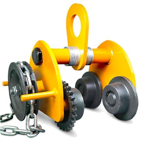XUHONGYA Laufkatze Handfahrwerk mit Kette 1-3 Tonnen | Tragkraft 1000-3000kg | Verstellbare Flanschbreite 68-170mm | Stahl-Rollfahrwerk for Garagen, Lagerhallen & Baustellen(2ton/4400lbs)
