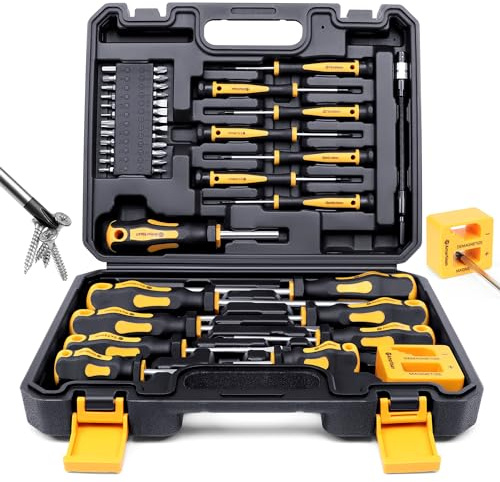 Amartisan 43-Piece Magnetic Screwdriver Set with Case – Includes Slotted, Phillips, Hex, Pozidriv, Torx & Precision Bits, Magnetizer Demagnetizer Tools – Ideal for Home Repair, DIY Projects & Men's To