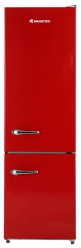 magictec 【Premium】 Retro Kühlschrank Mit Gefrierfach Vintage 179cm,【Total No Frost Plus 】, 236L (168L/68L Gefrierfach) | Kühl Gefrierkombination Freistehend Retro | Elektronische Steuerung | Rot