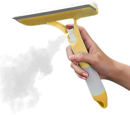 Window Cleaning Tool - Spray Squeegee Scrubber | Professional Glass Wiper with Multiple for Shower Screens, Mirrors, Car Includes Ergonomic Handle and Refillable Jester Bottle