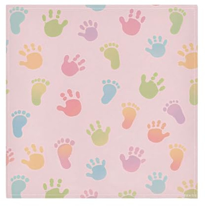 Gkseojer Cloth Napkins Set Handprints and Footprints Fabric Dinner Napkins for Dinner Table - 6 Pcs
