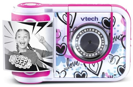 VTech Kidizoom Printcam Rosa, Kamera für Kinder mit 40+ Spezialeffekten, Sofortkamera für Kinder, Thermopapier im Lieferumfang enthalten, 5 MP, italienische Sprache, Batterien im Lieferumfang