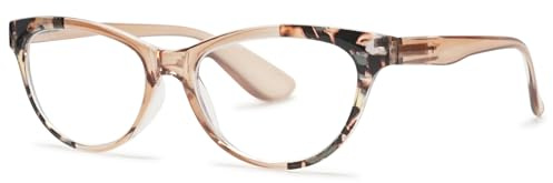 ALKAHE Mode Katzenauge Lesebrille Blaulichtfilter Damen Herren Kunststoff Farbrahmen Lesehilfe Sehhilfe Schmal Anti Blaulicht Hornbrille Braun Schildpatt Brille 1.0