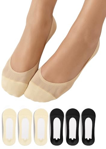 Harlamvar Womens 6 Pairs Ultra Low Cut Loafer Sock Non Slip Boat Shoe Socks