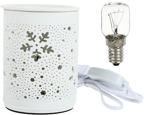 CONGARTENO Lámparaéctrica de Aromaterapia Enchufable con Diseño Hueco Redondo Quemador de Cera Derretida para Ambientador y Luz Nocturna Elegante para Hogar
