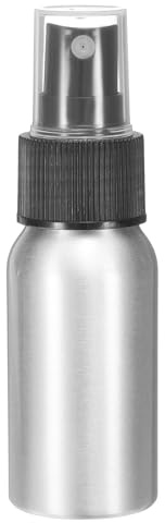 sourcing map Aluminum Fine Mist Spray Bottles 30ml/1oz Metal Small Liquid Alcohol Refillable Travel Container with Black Plastic Nozzle Cap for Perfume Skincare Cosmetic Storage Bottle