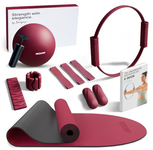 NEOLYMP Pilates Set für Zuhause – Pilates Ball, Pilates Ring & Gewichte – Komplettes Pilates Zubehör Set – inkl. Pilates Bänder, 1kg Hanteln & E-Book – Pilates Essential Kit