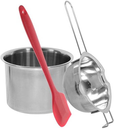 Alipis Pentola a Bagnomaria in Acciaio Inox 304 400ml con Spatola per Sciogliere Cioccolato Burro Formaggio Cera per Cucina e Pasticceria Colore Casuale Colore Casuale