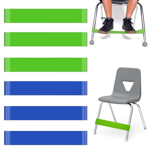 Bandes De Siège Scolaire – 6 Pièces Bandeaux De Pied Élastiques Pour Bureau, Mouvement Sensoriel Souple TPE | Soutien Ergonomique D'Assise Agitée Pour Élèves De L'École | Garçons Filles Lieu De Travai