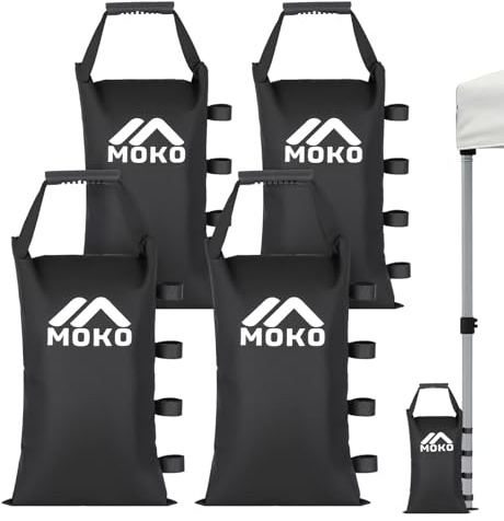 MoKo saco de arena para carpa, juego de 4 de 120 LBS, Negro | pesos para carpas sin arena, con asa y correa de fijación antiviento