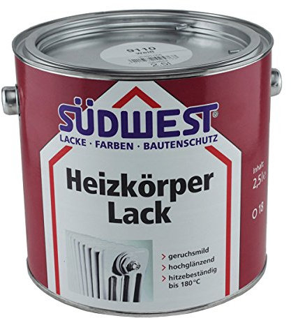 Südwest Heizkörperlack 2,5 Liter Weiß - Polyurethan (PU) - Metall - Flach - Heizkörperlack