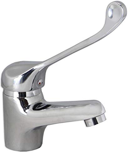 Vetrineinrete® Rubinetto per lavabo con maniglia a leva lunga clinica miscelatore monocomando lavandino da bagno in ottone cromato 69205 F44