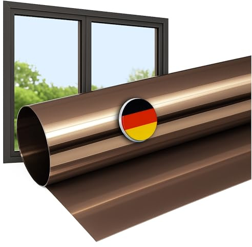Rapid Teck Fensterfolie Sonnenschutz - 200cm x 61cm - Starke Verspiegelung - Hitzeschutzfolie Fenster 99% UV-Schutz - Spiegelfolie Fenster Sichtschutz - Sonnenschutzfolie Fenster außen