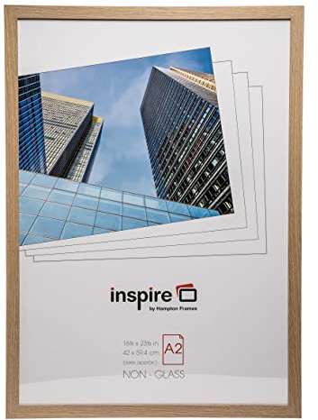 Hampton Frames SORBONNE A2 Picture Frame | 42x59cm, Oak Effect, Rectangular, Engineered Wood, Acrylic Front | Wall Mount, Drop-In Back | Certificate, Poster, Photo Display
