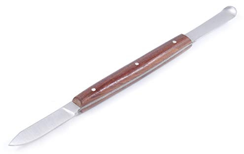 blueINOX Wachsmesser/Spatel – Doppelendiges Modellierinstrument & Schneidemesser mit Holzgriff (18 cm)