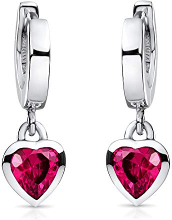 Kinder Ohrringe Creolen Silber 925 mit Zirkonia Herzen in 6 Farben SO-389 | Echtsilber Ohrhänger für Mädchen 18x2mm aus hautfreundlichem Sterlingsilber in Geschenk-Etui von MATERIA by Matthias Wagner