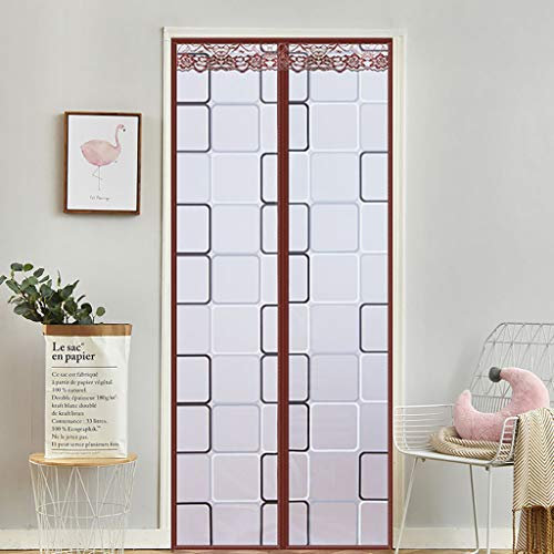 HMHD Magnetic Thermal Door Curtain, Anti Snowstorm Door Curtains Thermal Full Size Customizable, for French Doors, Greenhouse -Brown-95x220CM