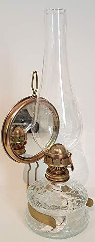 Oberstdorfer Glashütte - Grande lampada ad olio con specchio, design antico, lampada a petrolio, lampada da tavolo, da giardino, altezza circa 35,5 cm. Capacità serbatoio: 0,30 litri.