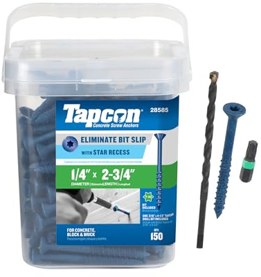 Tapcon 28585 1/4x2-3/4 Blue Star Drive Bugle Head Concrete Anchors 150/Box