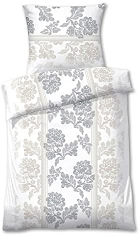 Traumschlaf Frottee Bettwäsche Franka Silber Creme 1 Bettbezug 155 x 220 cm + 1 Kissenbezug 80 x 80 cm