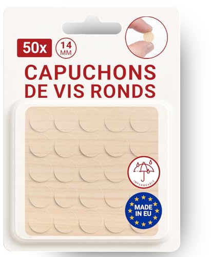 LouMaxx Abdeckkappen für Schrauben rund, Ahorn Ø 14 mm – 50er Set Selbstklebende Abdeckkappen für Bohrlöcher und kleine Beschädigungen – Universelle Schraubenabdeckung Made in EU