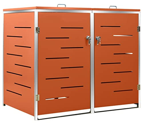 vidaXL Mülltonnenbox für 2 Tonnen Rostfrei Abschließbar Müllbox Mülltonne Mülltonnenverkleidung Müllcontainer Gartenbox 138x77,5x115,5cm Edelstahl