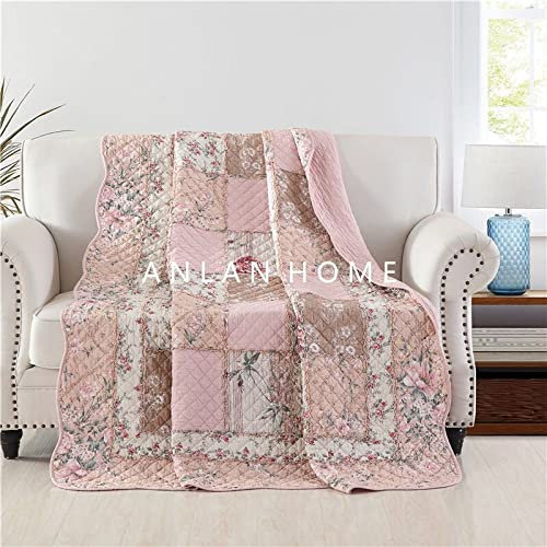 Patchwork-Überwurf, gesteppt, Patchwork, Sofa-Überwurf, Patchwork-Tagesdecke, gesteppt, Tagesdecke, indischer Überwurf, Bohemian-Überwurf, bunt (Rosa)
