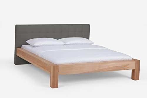 Massivholzbett Madola langes Kopfteil in Eisengrau Bett Kernbuche geölt verschied. Größen DICO Doppelbett Einzelbett Bettgestell Doppelbett Größe 200 x 220 cm