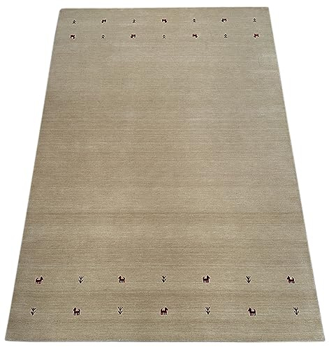 Gabbeh Beige Teppich 100% Wolle Handgewebt Orientteppich Loom Lori (200 x 300 cm, Beige T3)